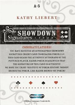 2006 Razor Poker - Showdown Signatures #A-5 Kathy Liebert Back